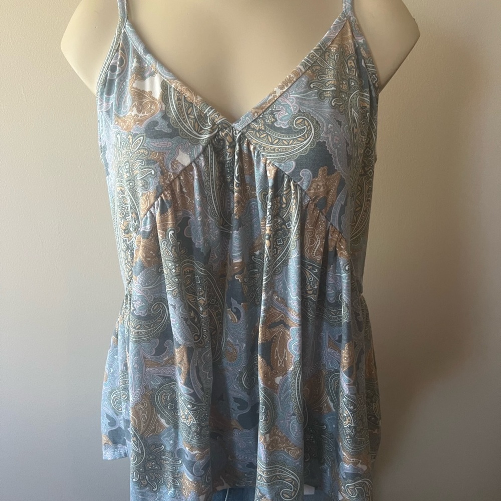Paisley Spaghetti Strap Baby Doll Top